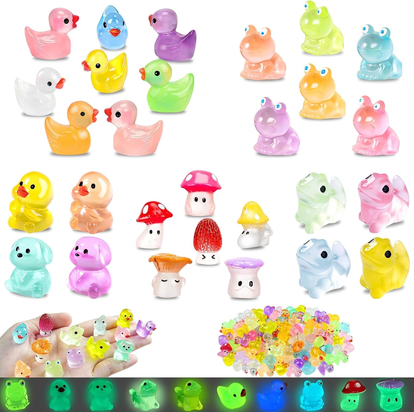 Juego 5 Mini Animales Luminosos Resina Decoración