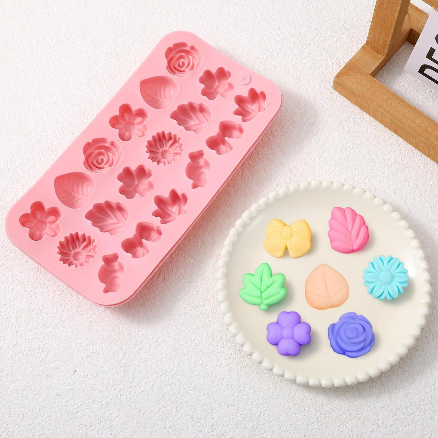 2 Moldes Silicona Flores para Dulces Gelatina Cupcakes