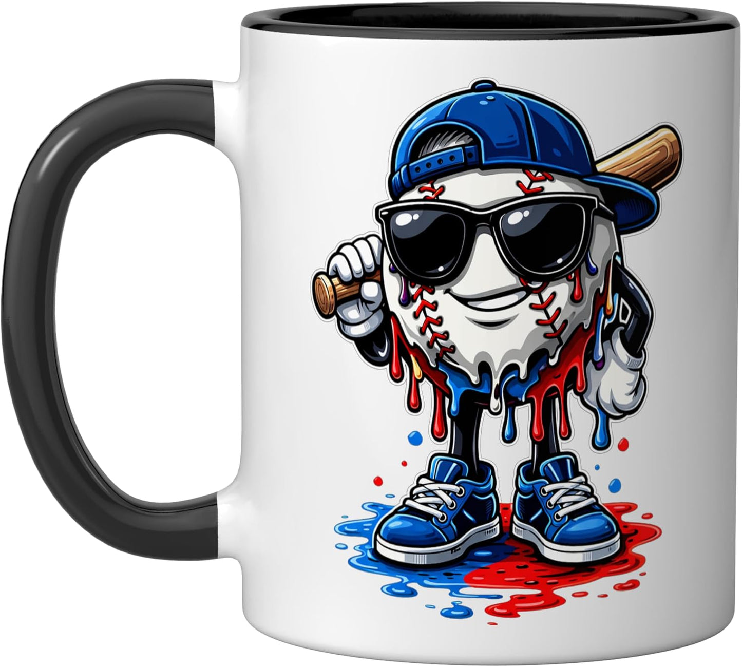 Taza cerámica para beisbolista niño amante del deporte con dibujo de helado