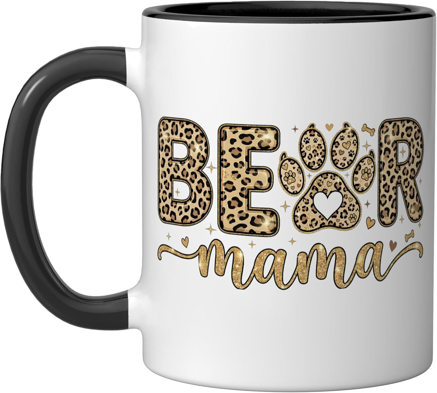 Taza Cerámica Estampado León Negro/Blanco