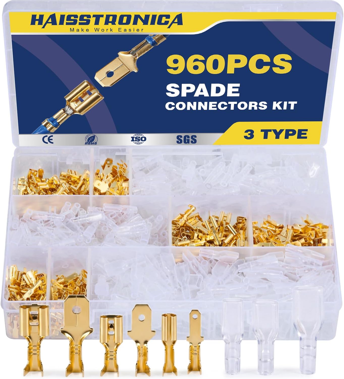 Kit 960 Pzas Conectores Pala Macho Hembra Desconexión Rápida