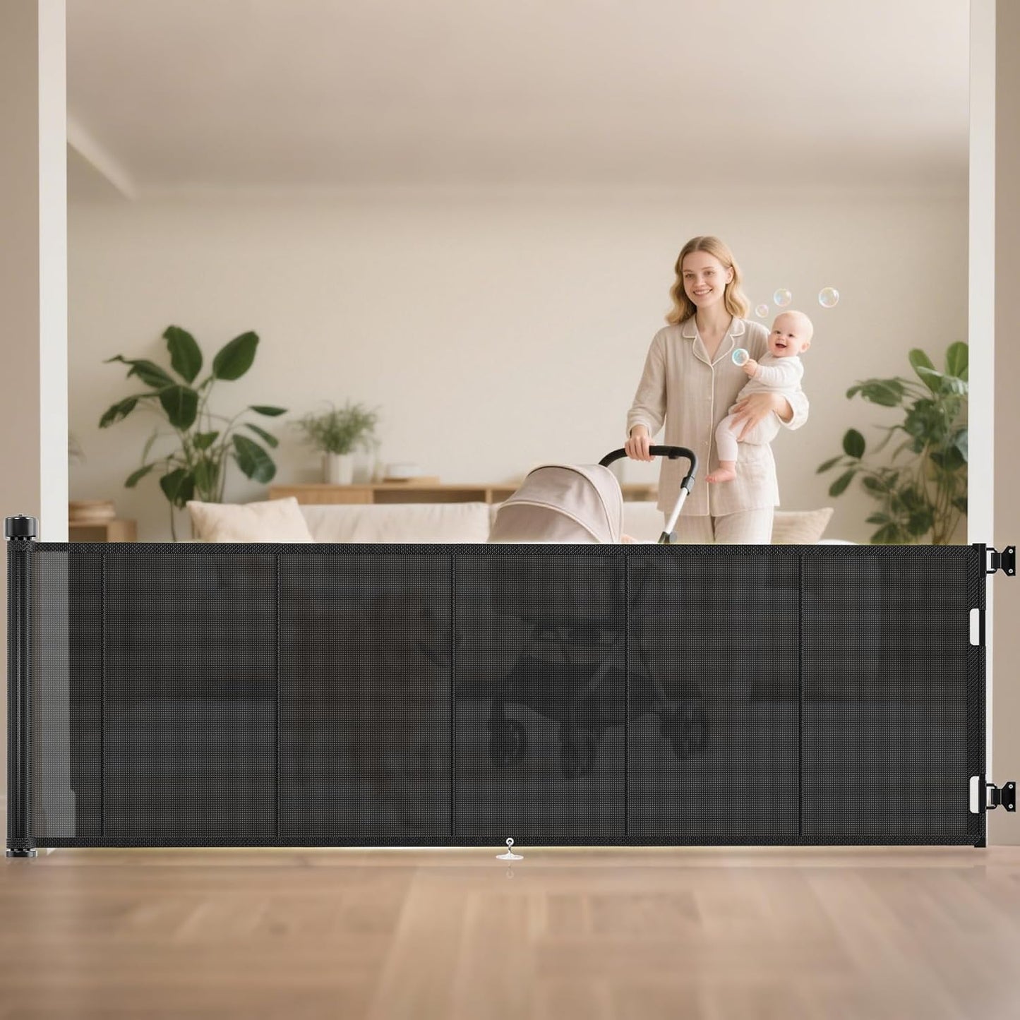 Puerta retráctil para bebés 100pulg ancha 8ft interiores exteriores