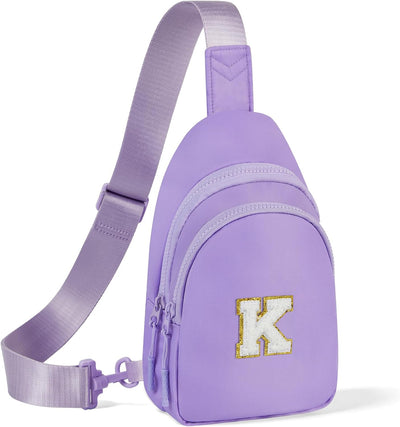 Riñonera pequeña con inicial bolsa cruzada púrpura