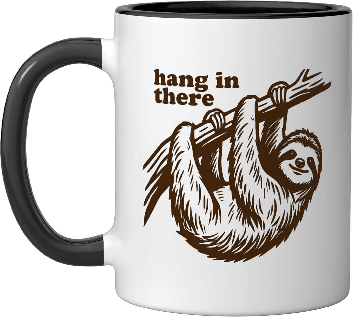 Taza cerámica de oso hormiguero colgante HANG IN THERE negra/blanca