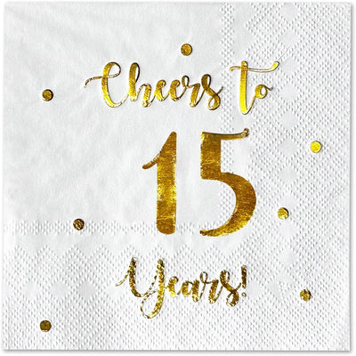 Servilletas de cóctel 15 años, decoración cumpleaños y bodas, paquete 50 unidades