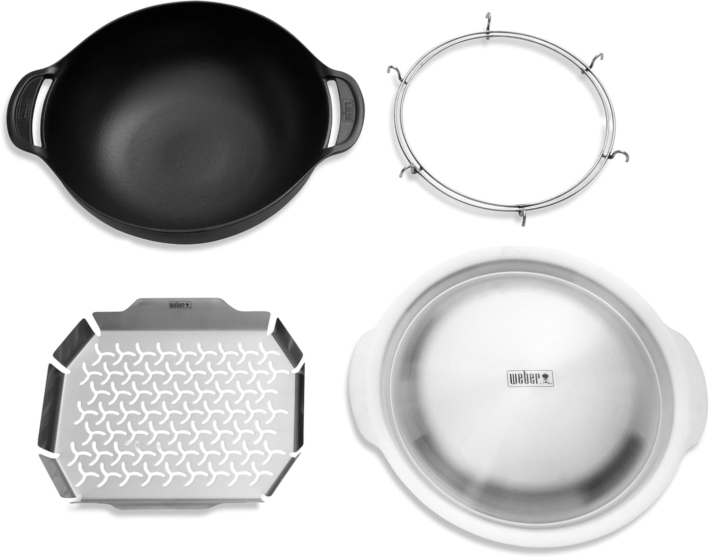 Wok hierro fundido esmaltado 6qt con cesta vapor Weber