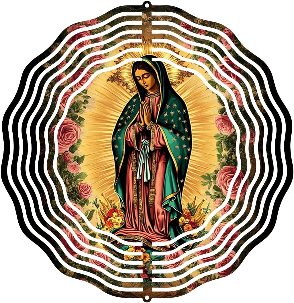 Molinillo viento Virgen María acero inox 10pulg 3D