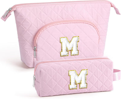 Bolsa maquillaje con inicial rosa regalo cumpleaños mujer