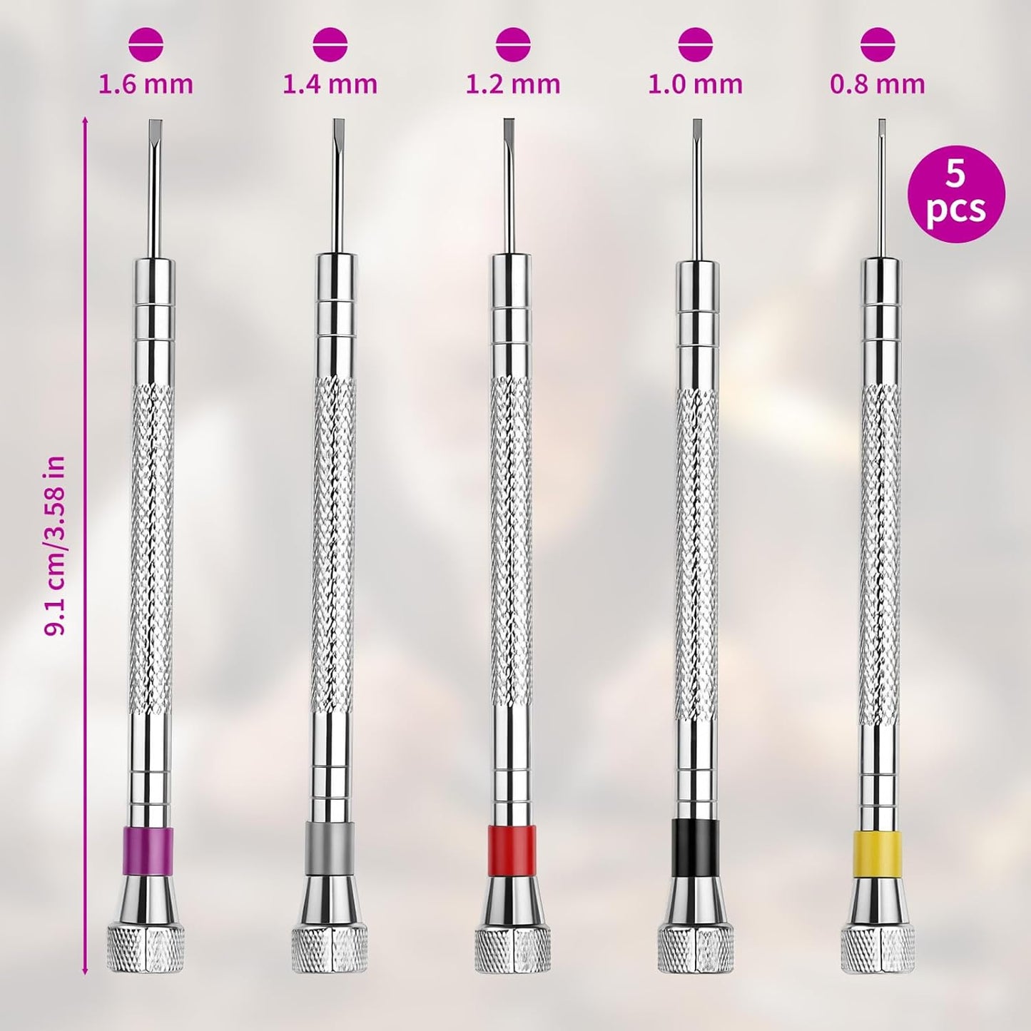 Set 5 Destornilladores Precisión Joyería 0.031-0.063pulg
