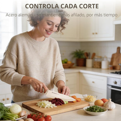 Set 15 Cuchillos Acero Inox Bloque Afilador Regalo San Valentín