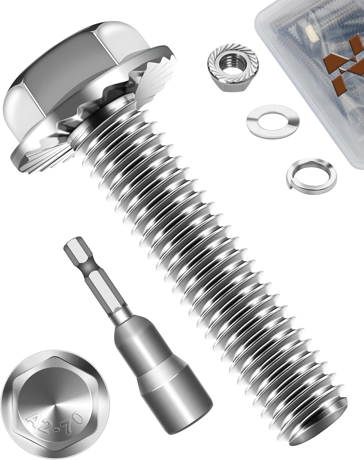 Set 10 Pzas Perno M8 Acero Inox 304 Hex con Brida