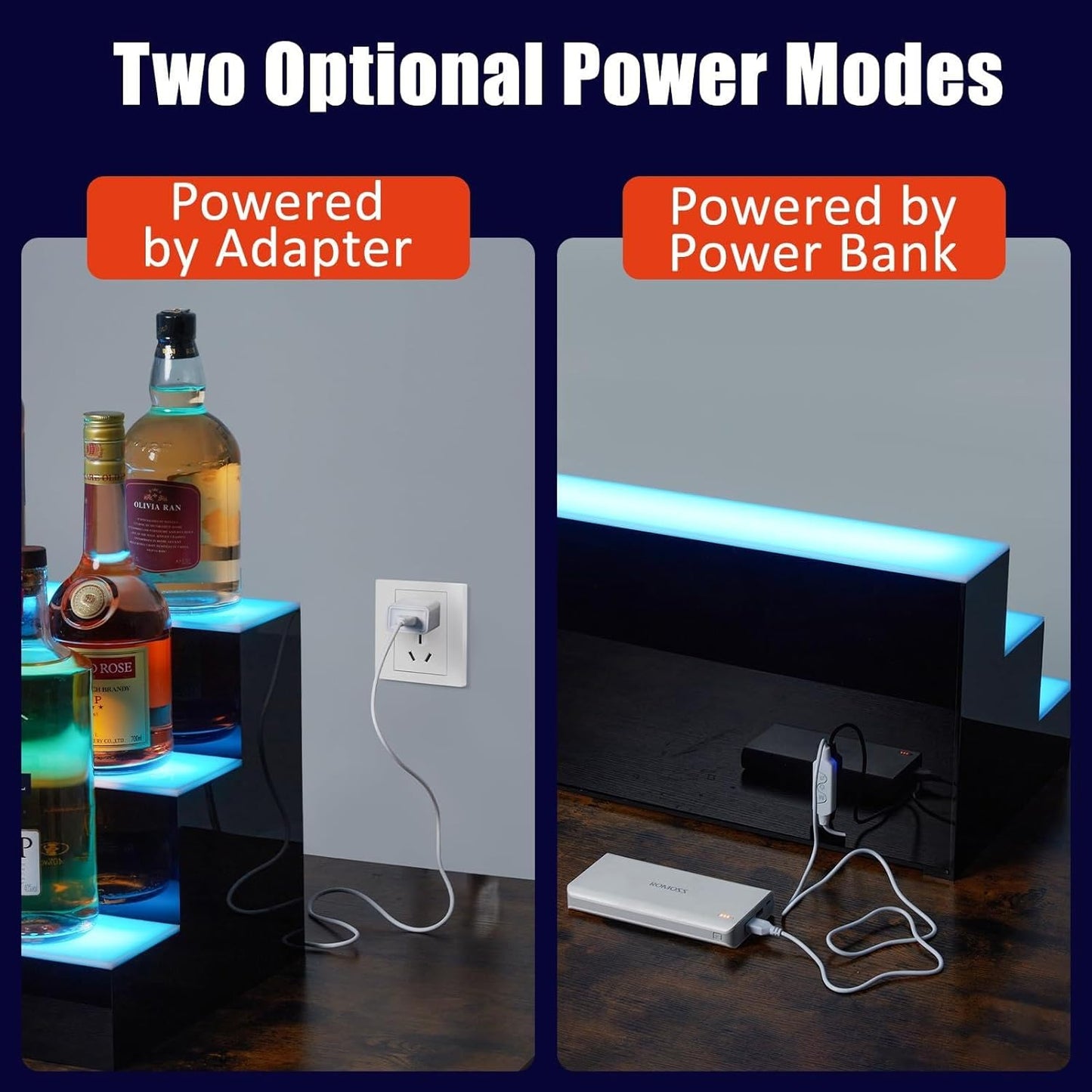 Estantería bar con luces LED control remoto 30pulg