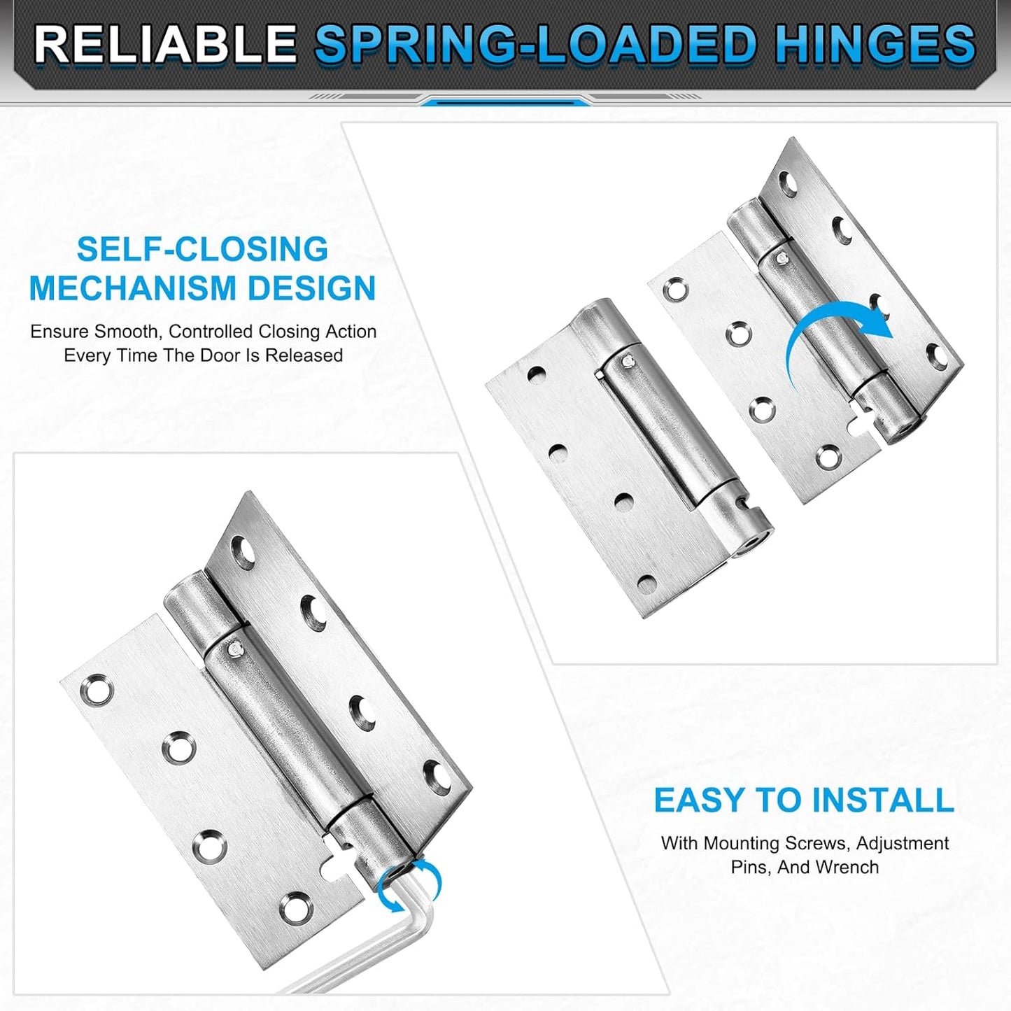 Bisagra puerta resorte 4pulg acero inox con llave S
