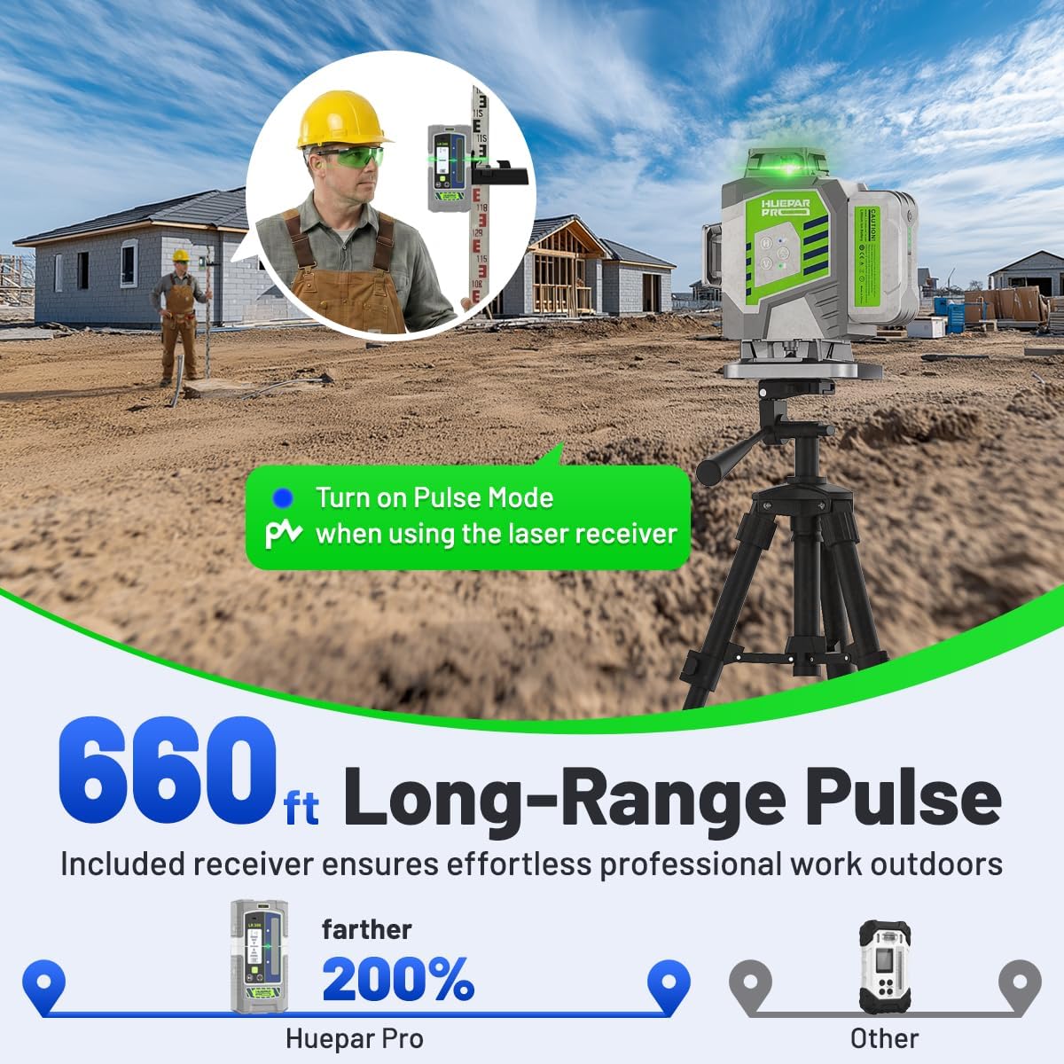 Nivel láser autonivelante 360° con receptor para construcción