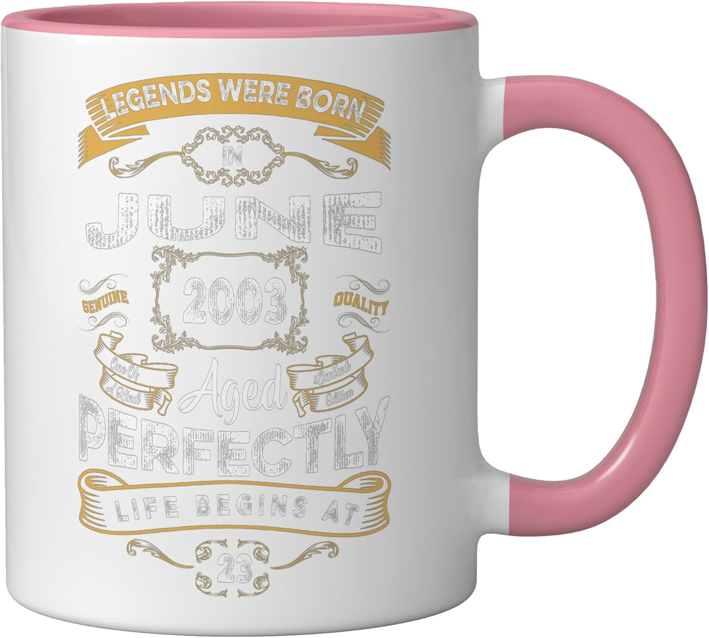 Taza Cerámica Retro Nacimiento Junio 2003 Rosa/Blanco