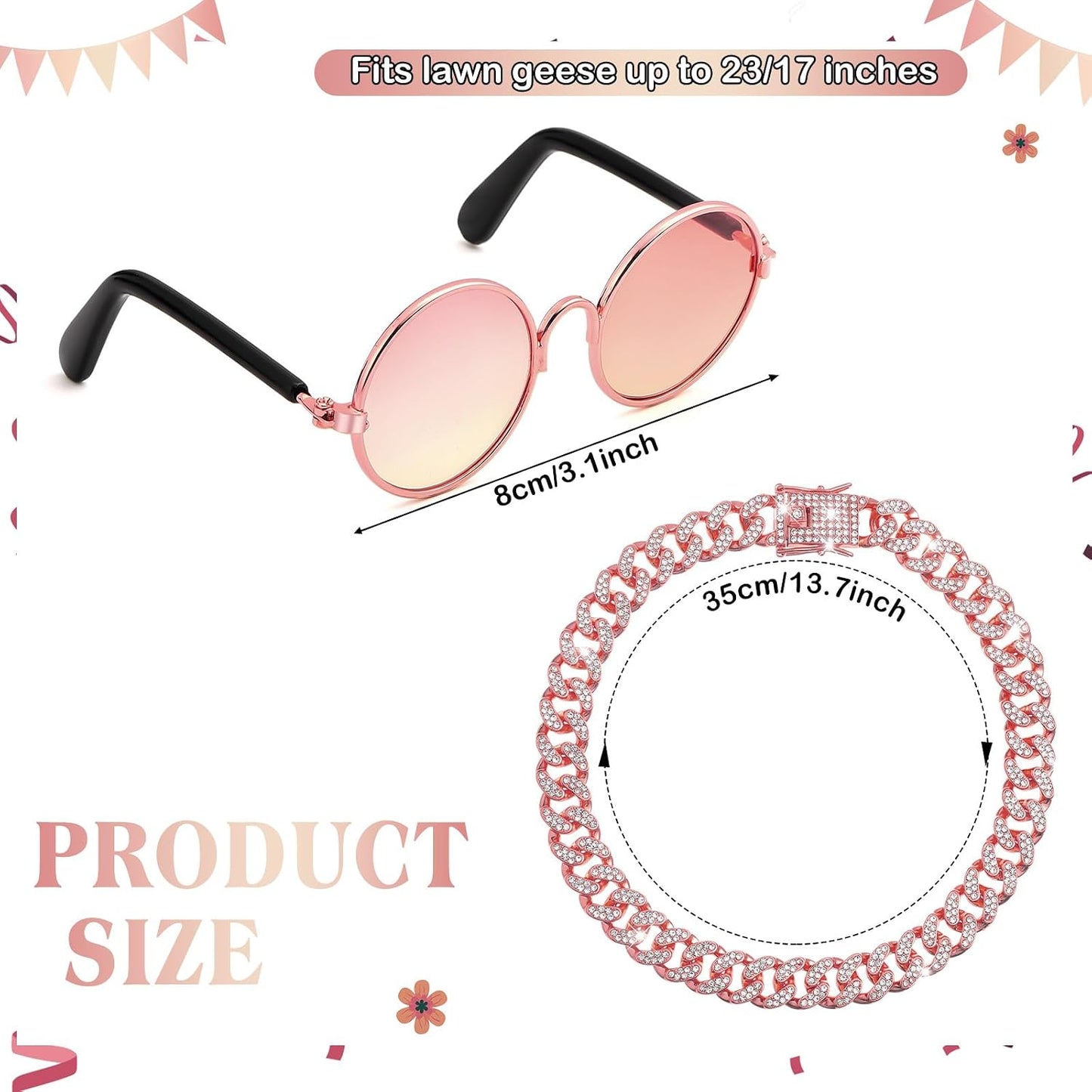 Collar gafas sol ganso plástico 58cm disfraz retro
