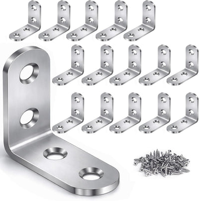 Set 16 Pzas Soportes L Acero Inox para Muebles