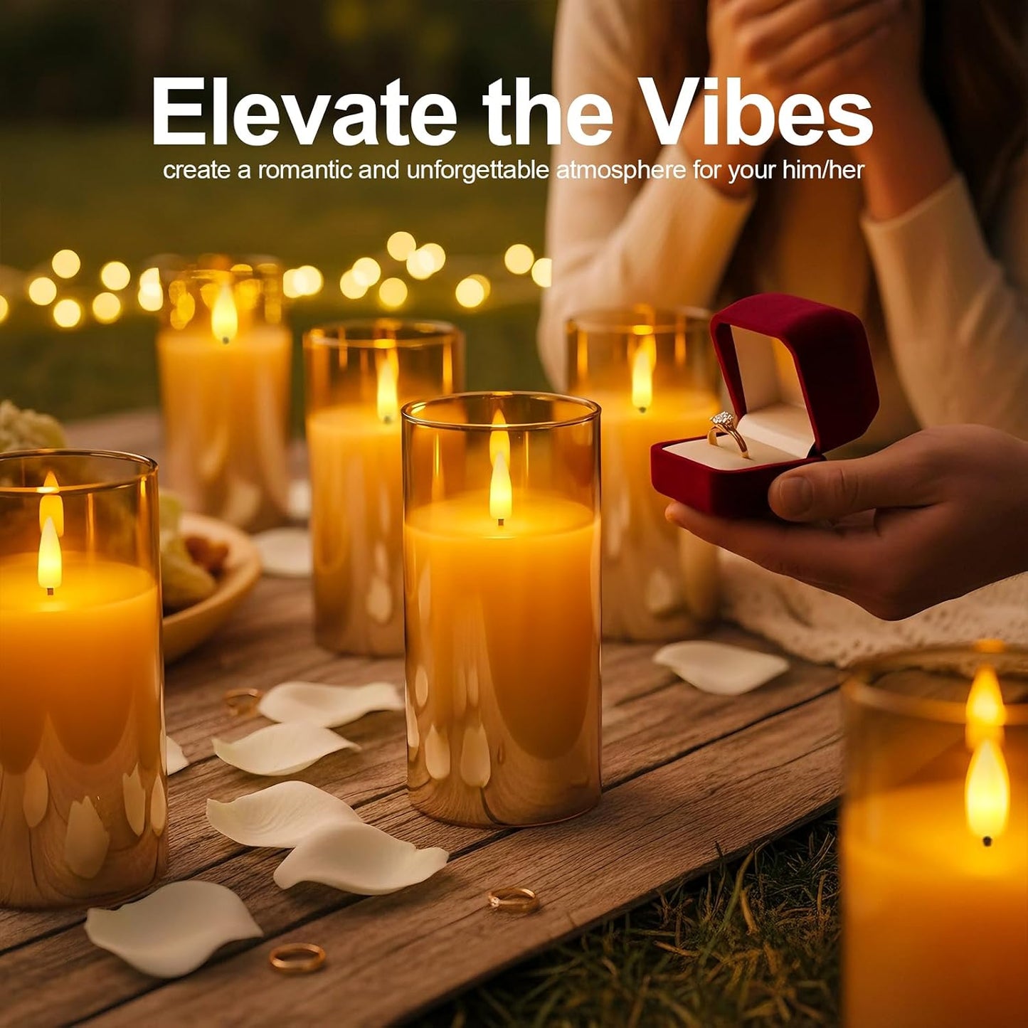 2 Velas LED Doradas Sin Llama Con Temporizador Hogar
