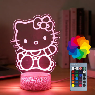 Luz nocturna gato 16 colores LED control remoto 3D
