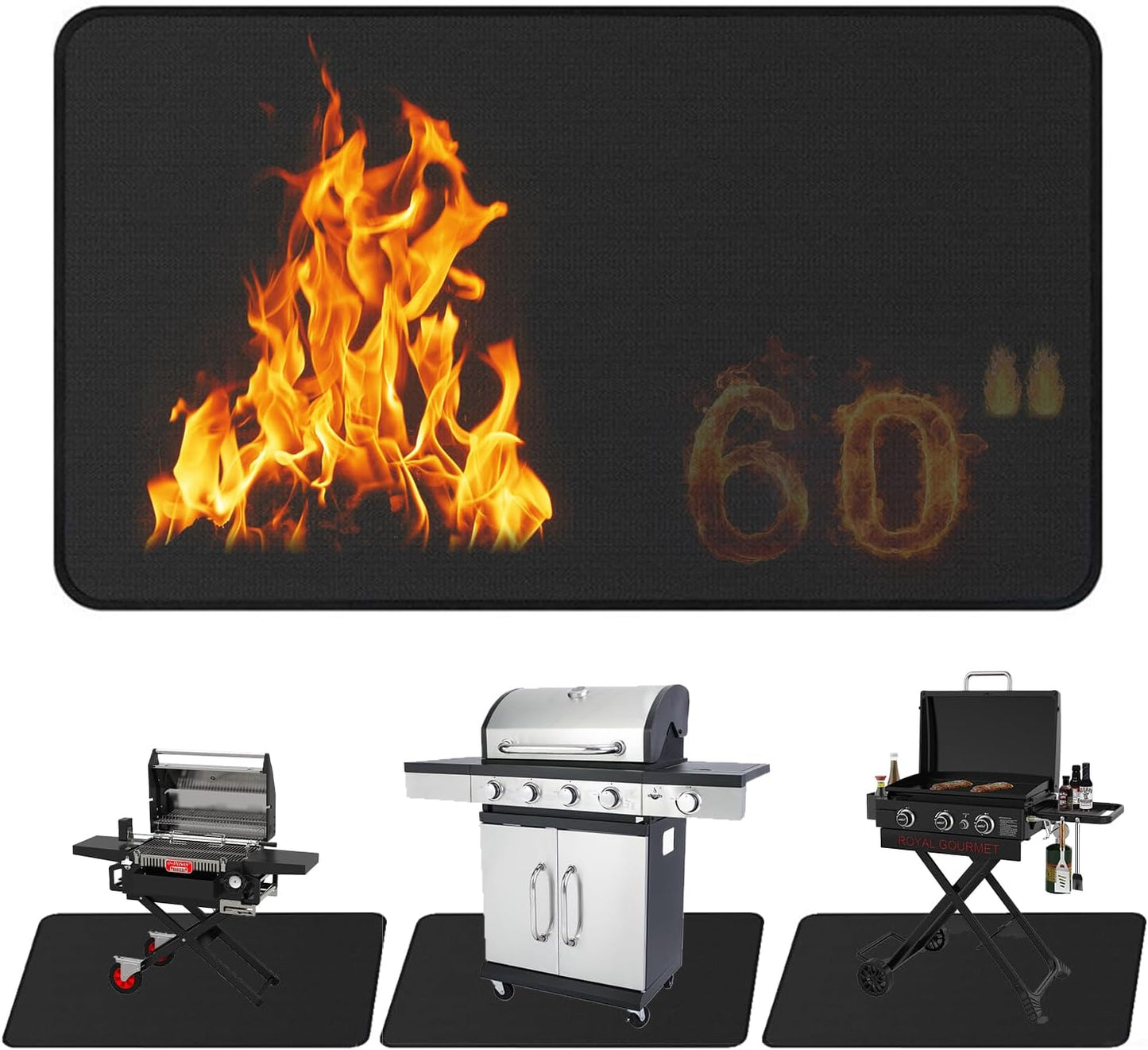 Tapete ignífugo para parrilla 60x40pulg resistente al calor