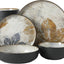 Juego 16 Pzas Vajilla Porcelana Diseño Hojas Multicolor