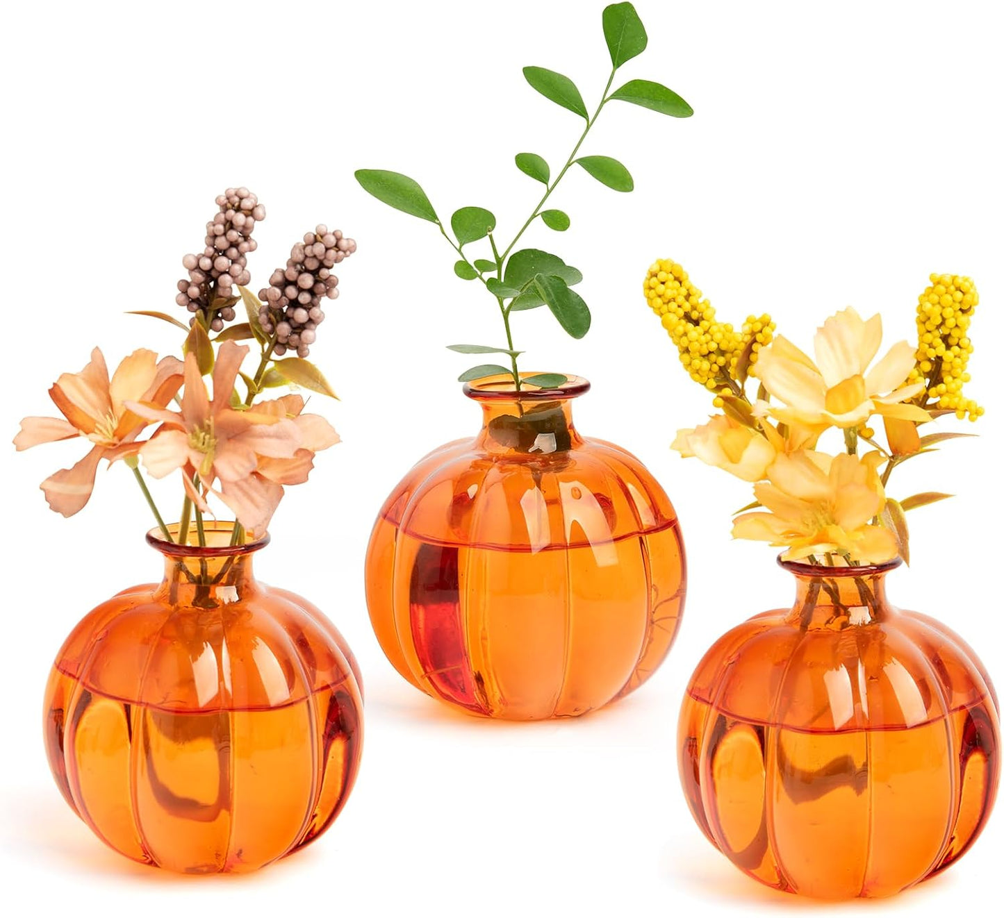 3 Jarrones Vidrio Calabaza Decoración Mesa Hogar Oficina