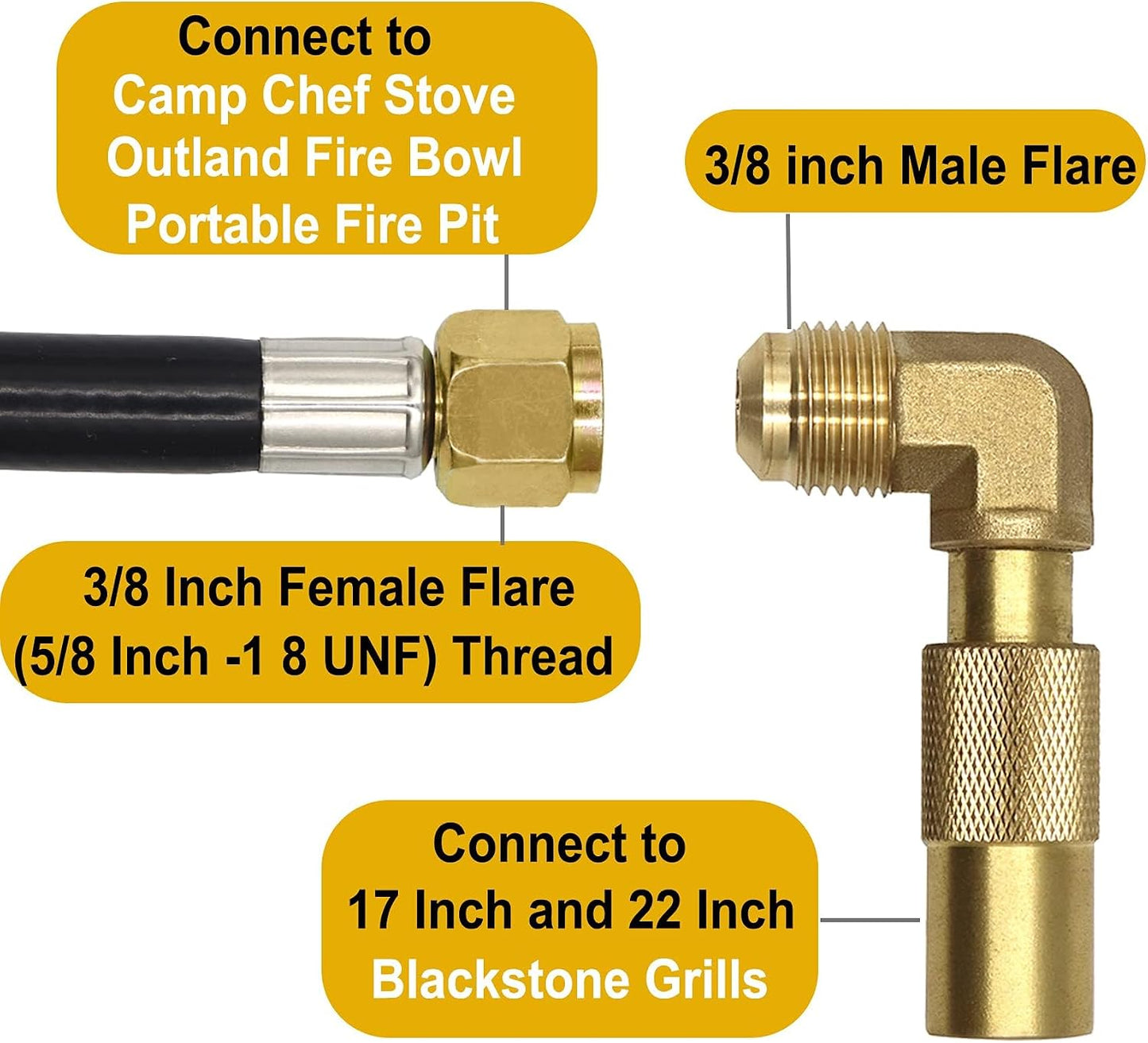 Manguera propano RV a parrilla Blackstone 17-22pulg adaptador codo