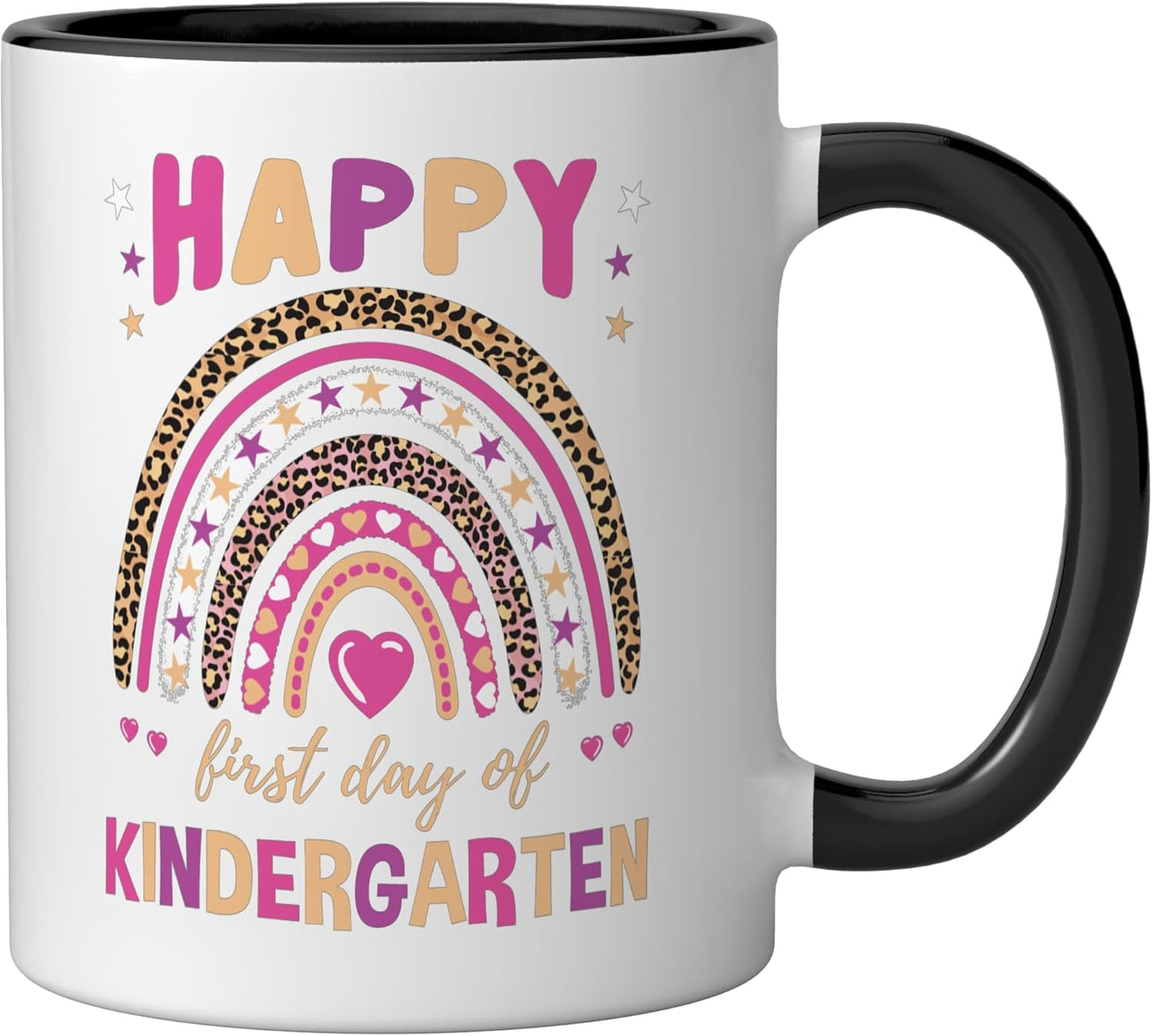 Taza cerámica leopardo arcoíris para primer día de kindergarten