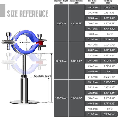 2 Soportes Pared para Tubos 1.496pulg Ajustables