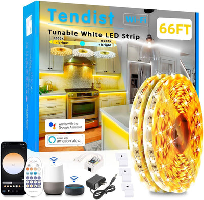 Tira LED blanca 66ft 3000K-6500K Alexa WiFi app control remoto