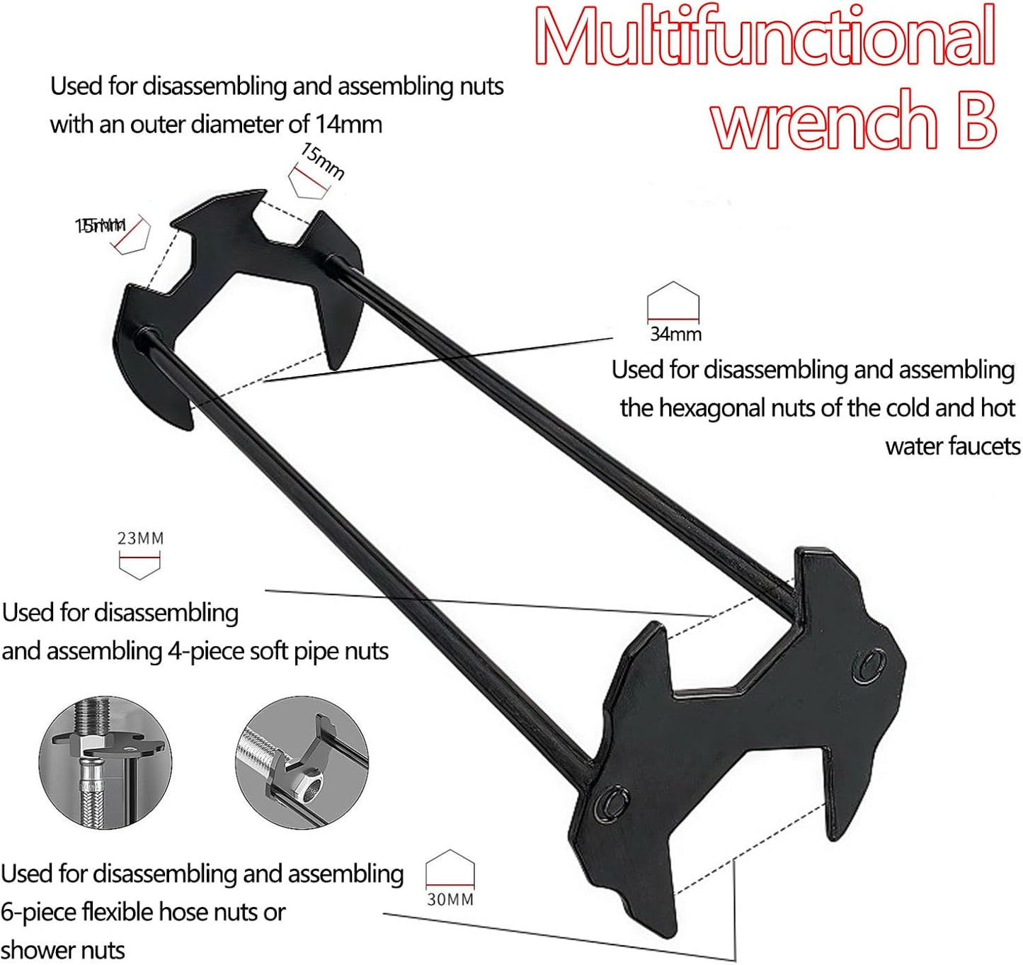 Llave de bascula multifuncional 7 tamaños para griferia cocina baño