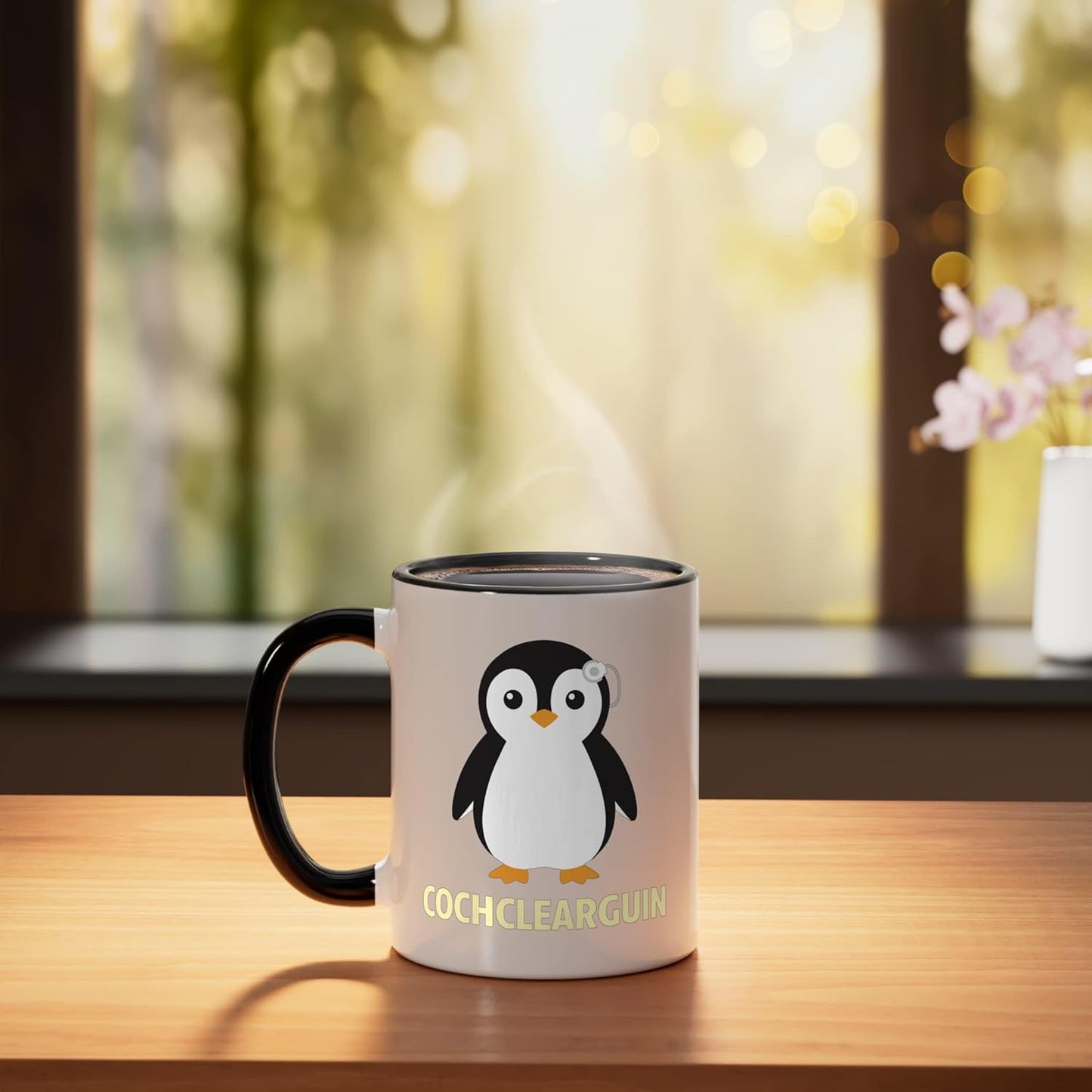 Taza cerámica Cochlear Penguin Cute para dispositivo auditivo
