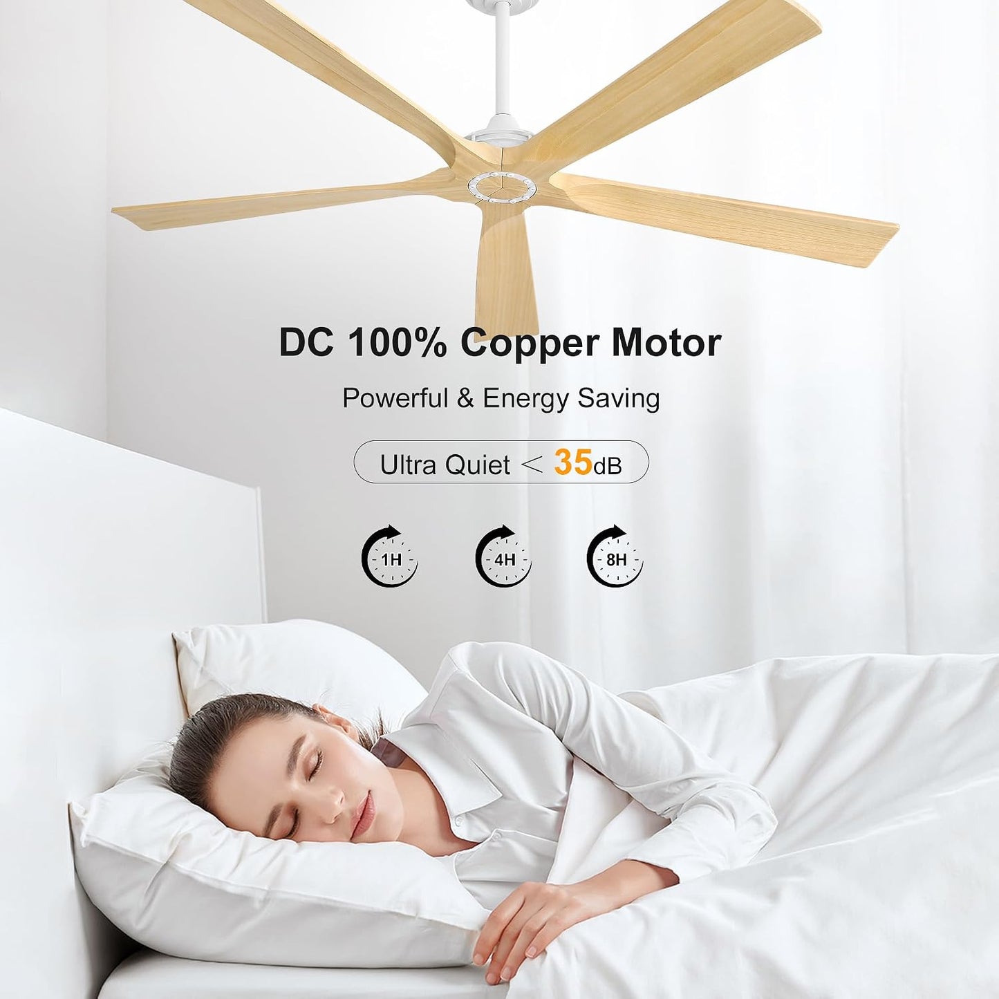 Ventilador techo 60pulg 5 aspas madera motor CC 6 vel control remoto
