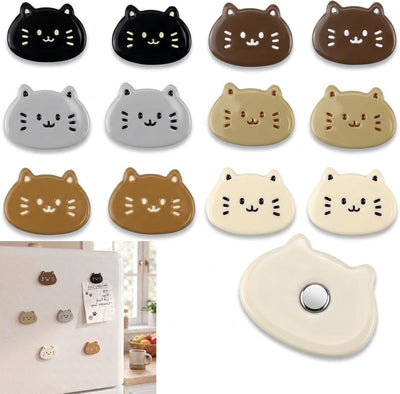 Imanes decorativos de resina en forma de gato para nevera, oficina y cocina