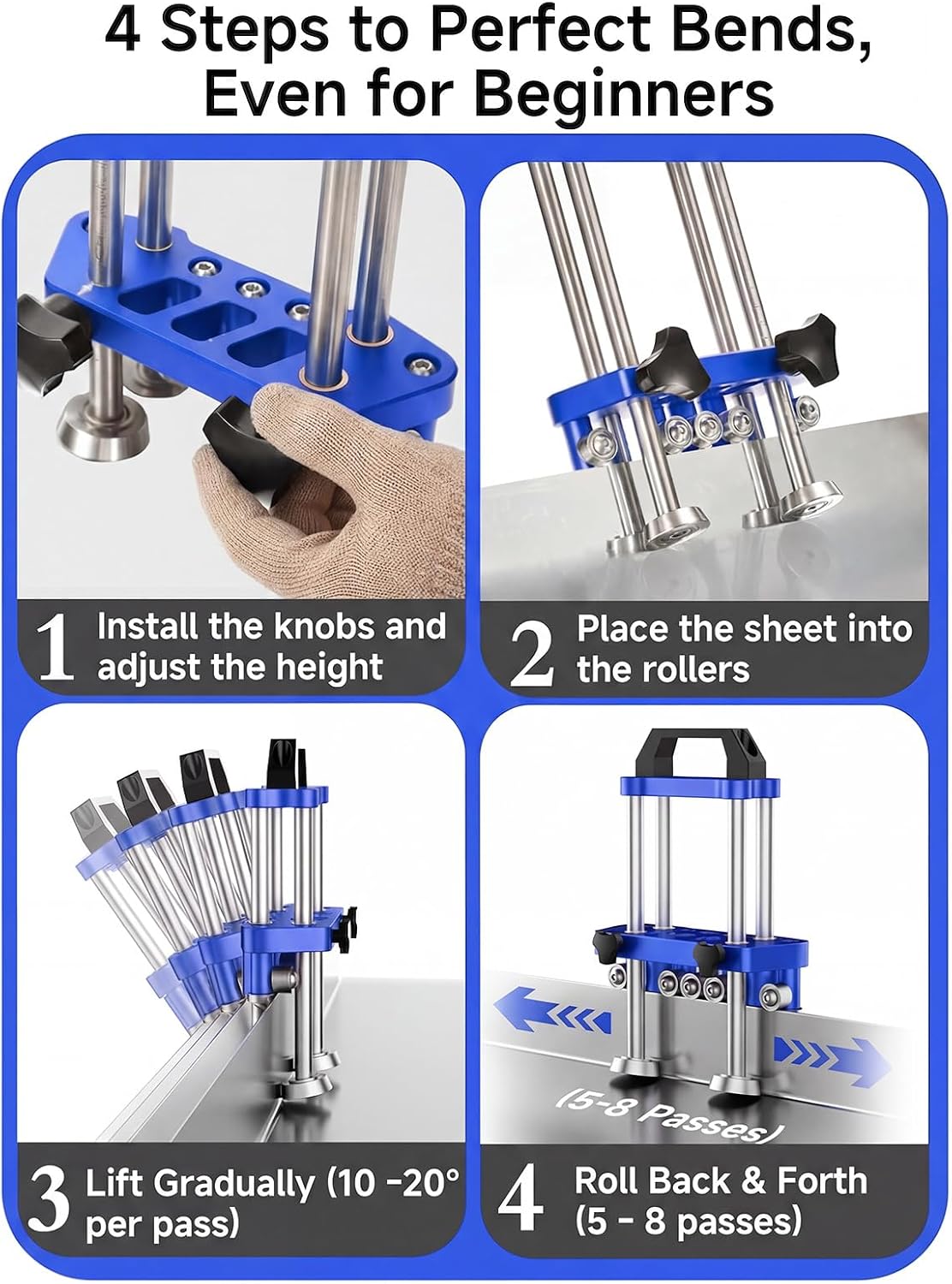 Herramienta doble para doblar bordes metal delgado 100°