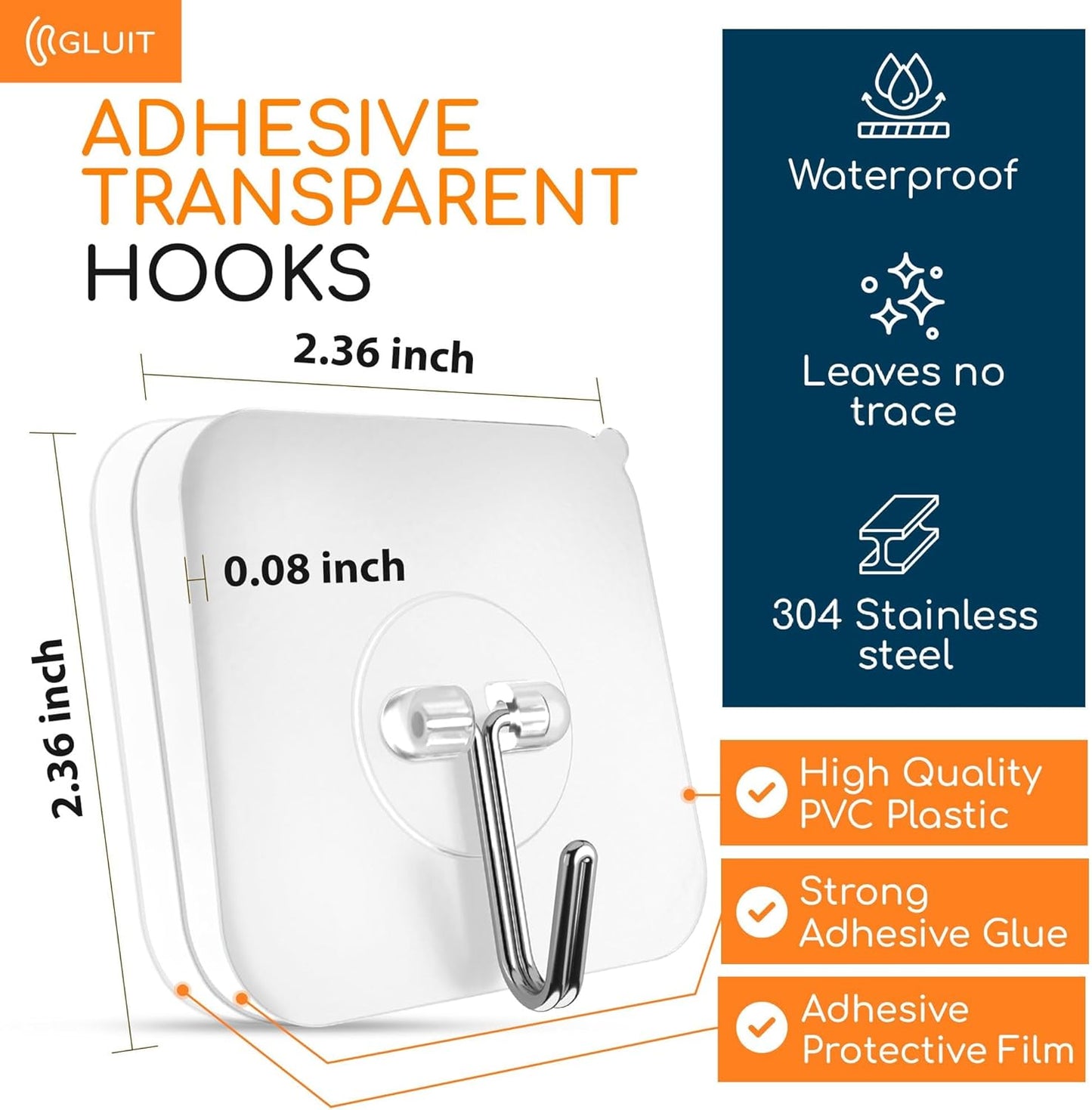 Ganchos adhesivos transparentes para pared 22lb hogar baño cocina