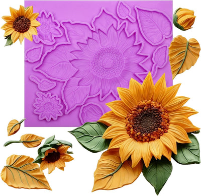 Molde silicona fondant girasol decoración pasteles cupcakes