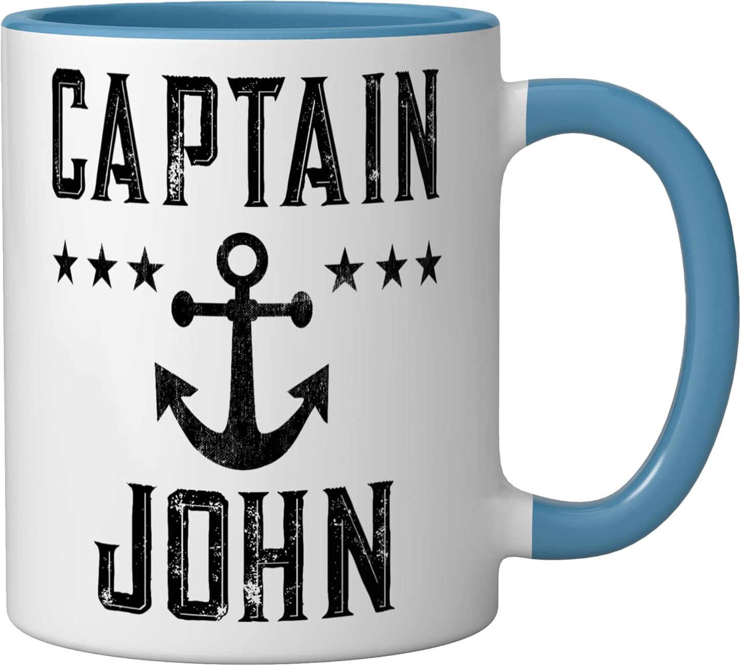 Taza Cerámica Vintage Capitan John Azul Blanco