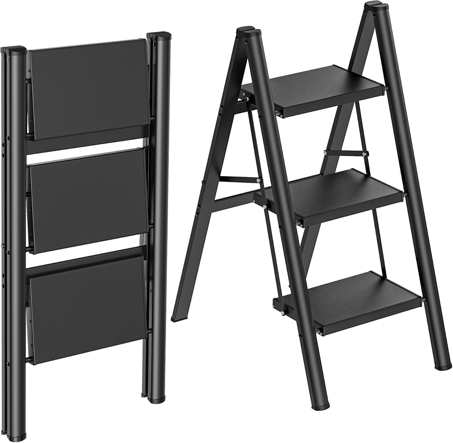 Escalera 3 escalones aluminio antideslizante 330lb negro
