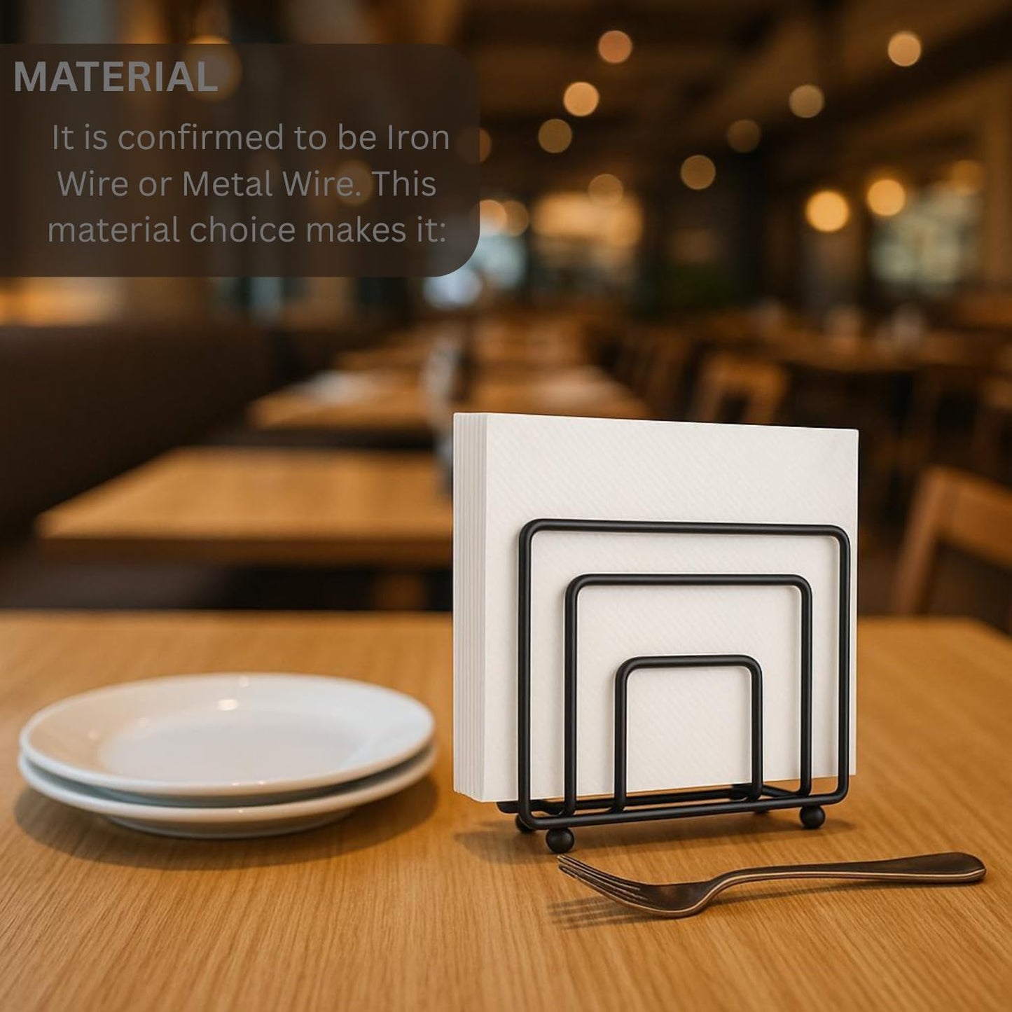 Servilletero de hierro negro moderno para encimera de mesa