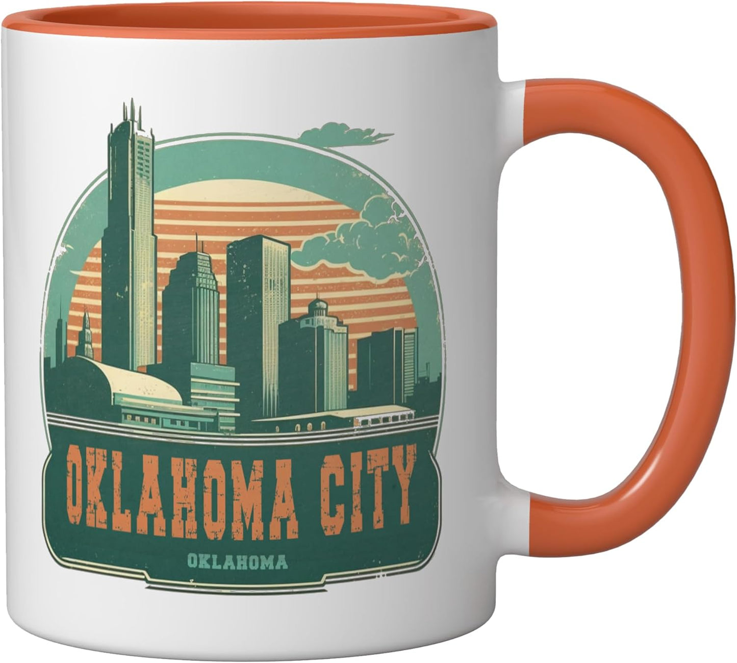 Taza Cerámica Estilo Retro Oklahoma City Orange/Blanco