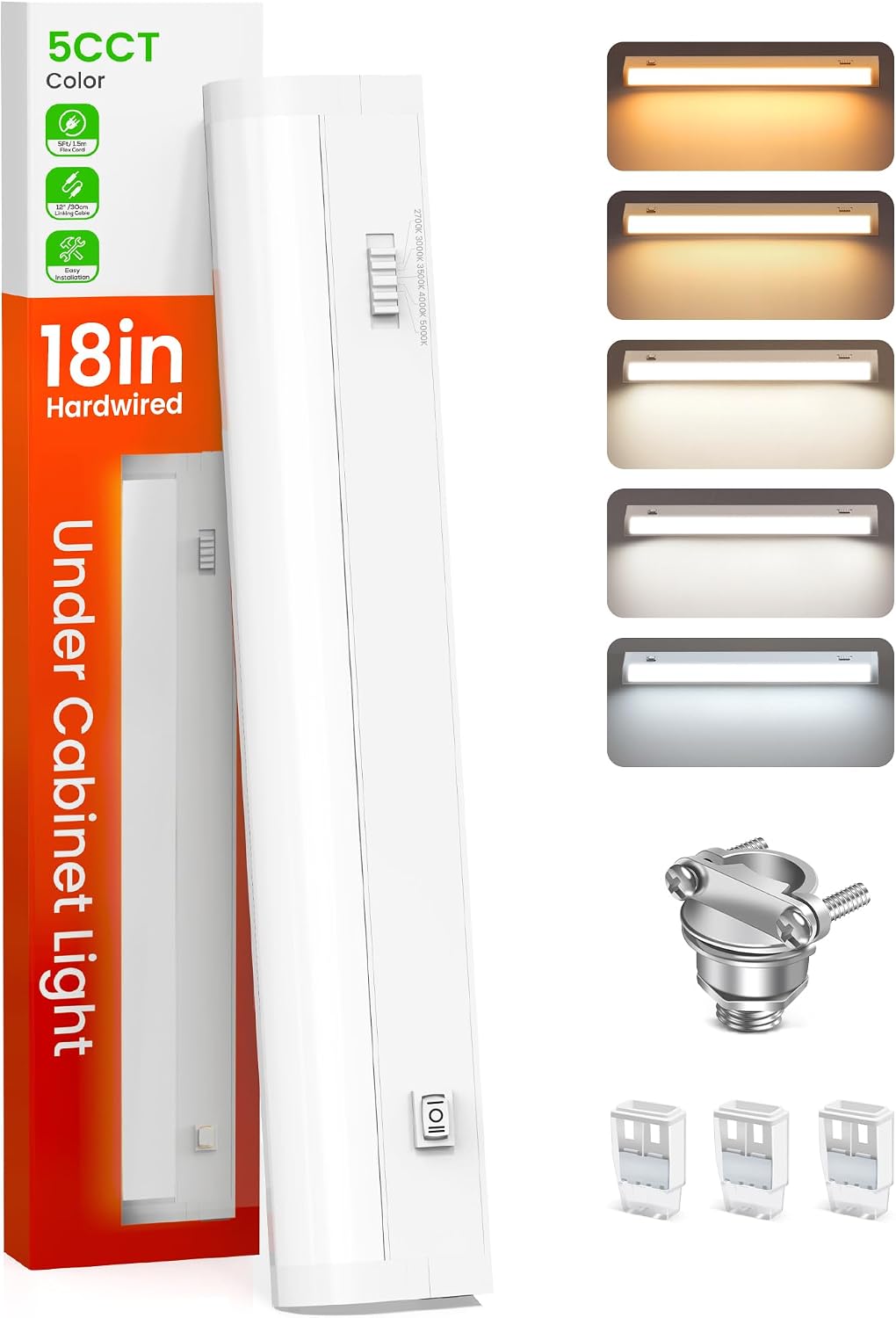 Tira LED bajo gabinete 120V regulable CCT