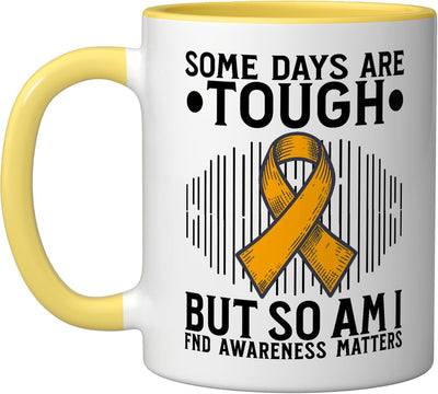 Taza Cerámica Consciente de Trastorno Neurológico Amarillo/Blanco
