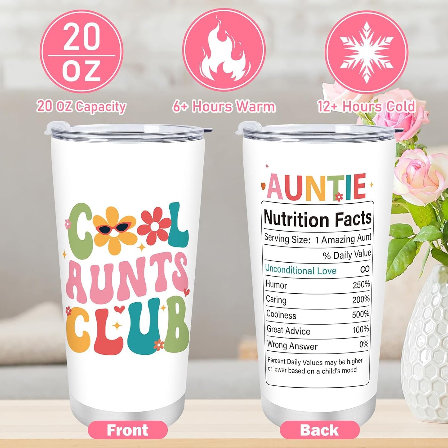 Regalos para tía sobrina y sobrino vaso 20 oz con llavero cumpleaños día de la madre navidad