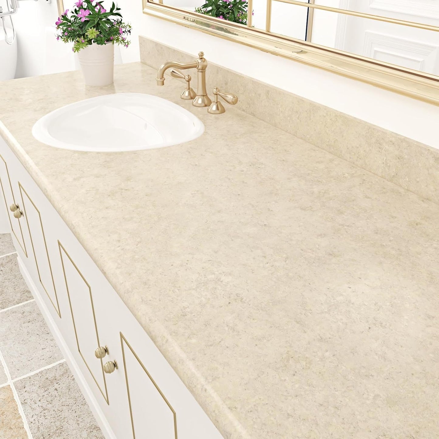 Papel adhesivo granito beige impermeable autoadhesivo 15.8x80pulg