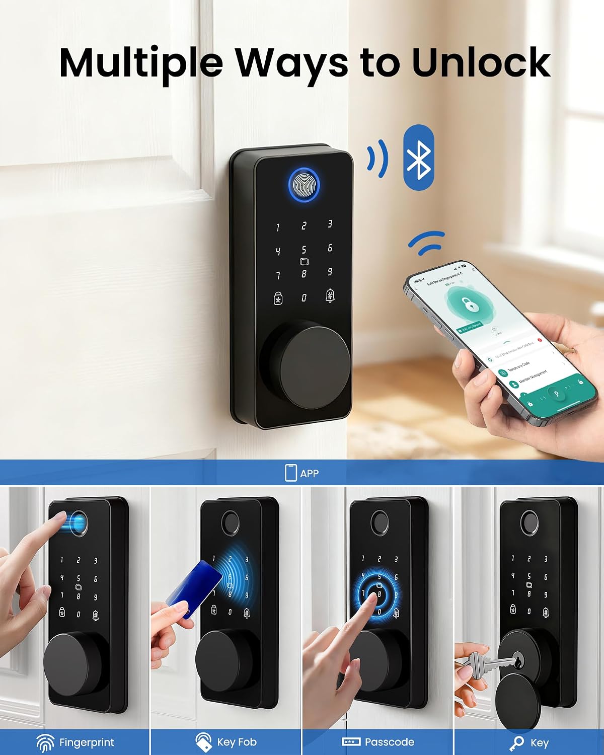 Cerradura puerta inteligente con huella digital y app