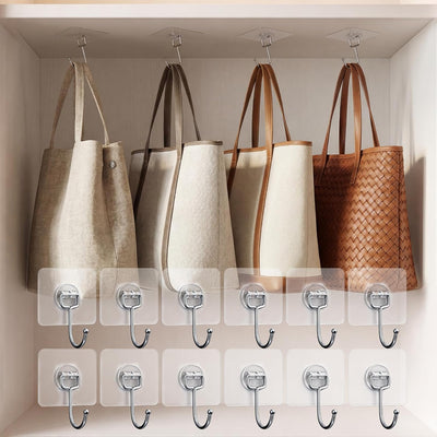 12 Ganchos Adhesivos Grandes Resistente Impermeable