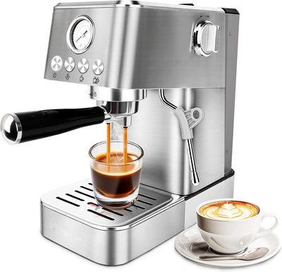 Cafetera Espresso Acero Inox 20 Bar Espumador Leche