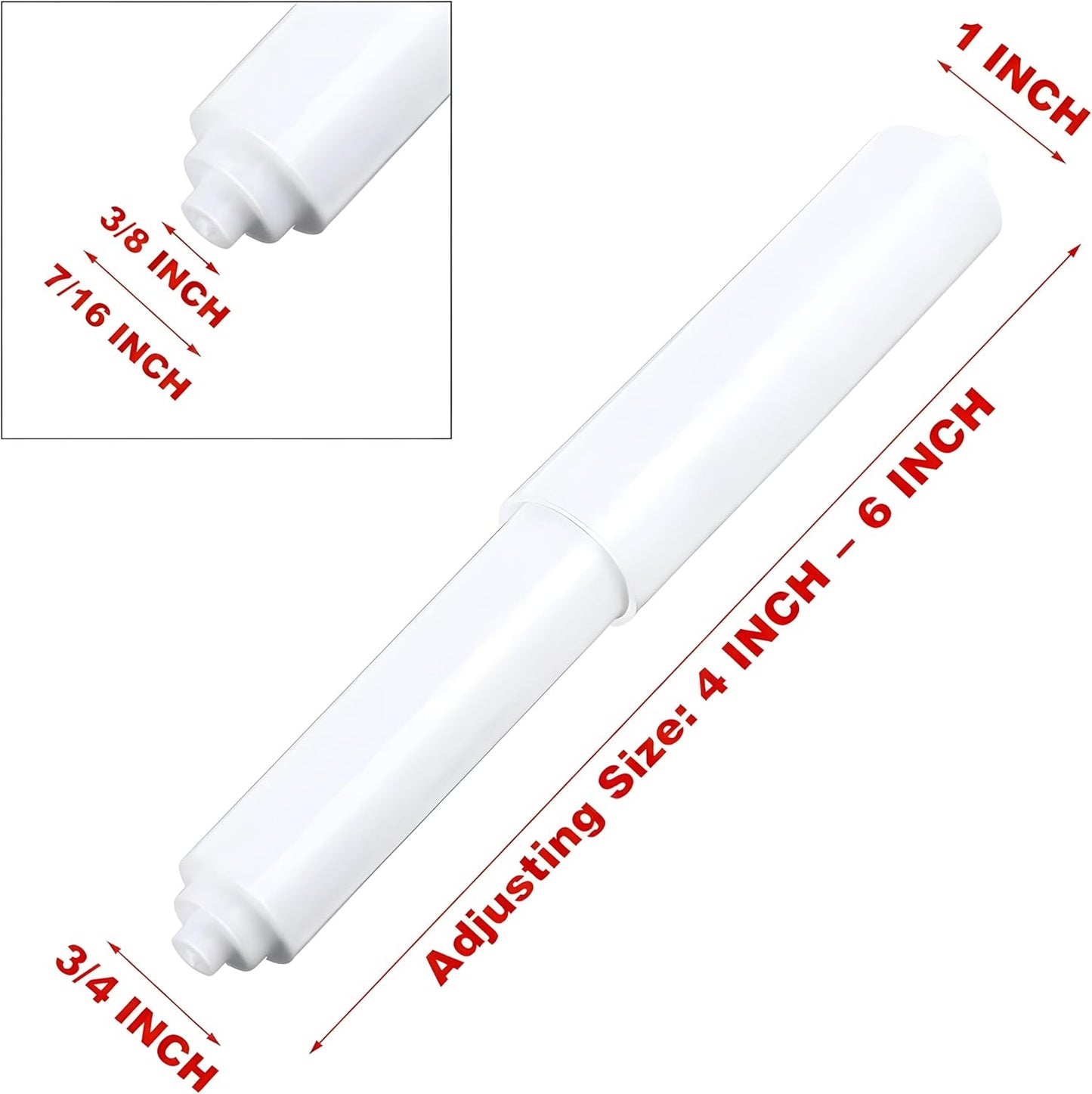 Varillas repuesto soporte papel higiénico blanco set 2