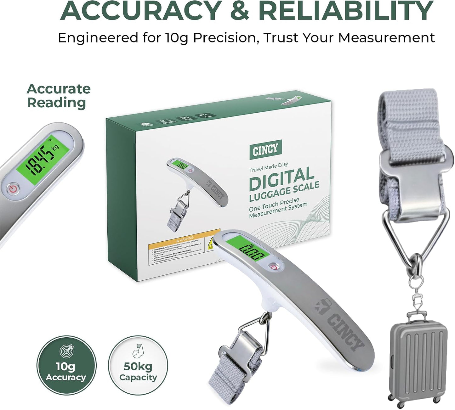 Báscula digital de equipaje 110lb/50kg LCD retroiluminada